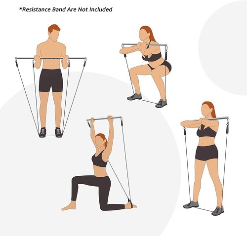 Adjustable Silvery 2 PCS 3 in 1 Spreader Bar Adjustable Straps Sports Aid Training Fitness Kit Workout Bar with Fur Flocking Storage Bag