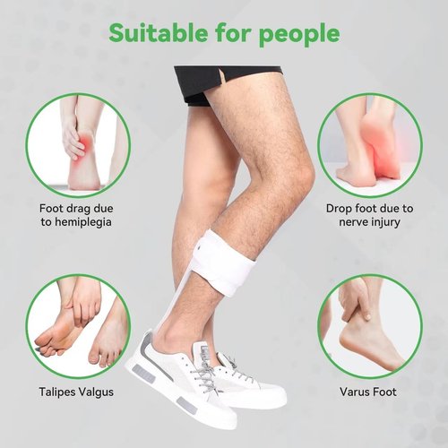 Orthomen AFO Brace for Foot Drop, Ultra Thin Drop Foot Support Brace to Prevent Tripping, Lightweight Ankle Foot Orthosis for Natural Gait, Fits in Shoes for Men & Women (M-Left)
