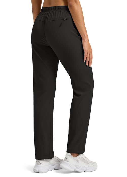 Willit Women's Hiking Pants Quick Dry Cargo Pants Lightweight Water Resistant Travel Golf Pockets Black L