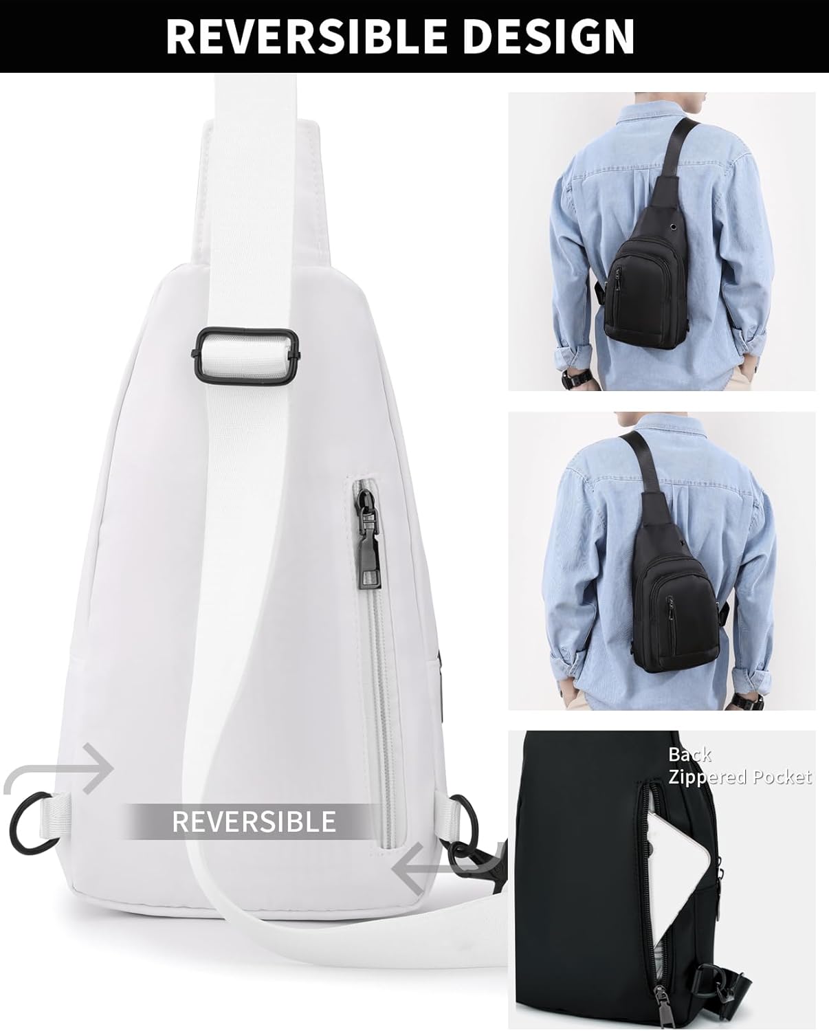 Seoky Rop Sling Bag - Versatile Crossbody Backpack for Travel & Hiking | Compact White Design