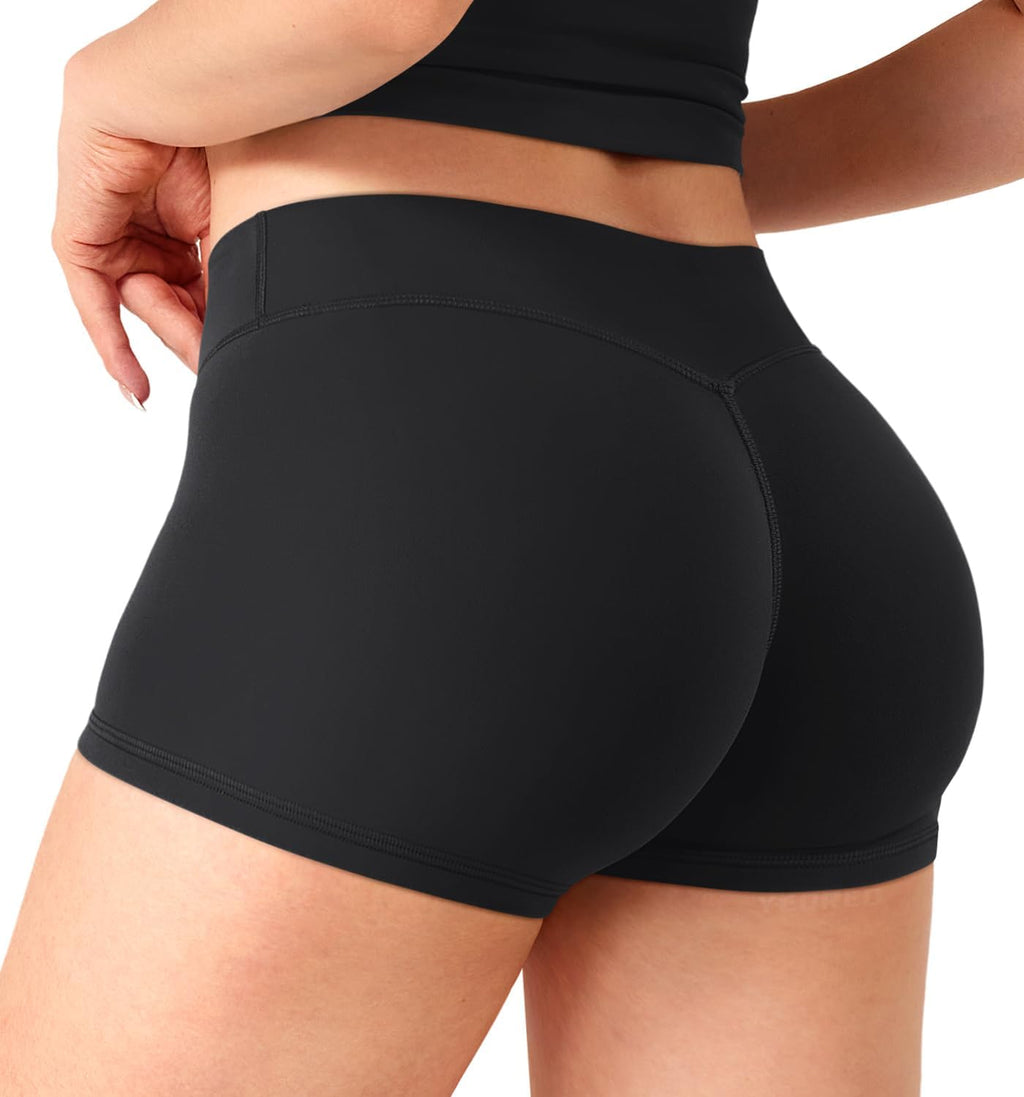 YEOREO Women's Low Rise Biker Shorts - 2.5" No Front Seam for Yoga & Gym Workouts | Comfortable Booty Fit