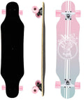 Mini Cruiser Longboard, 31 Inch Small Size Wide Wheel Skateboard, Beginner Stable & Easy-to-Control Skateboard, Suitable for Park & Street Riding, Unique Flame Pattern (Pink)