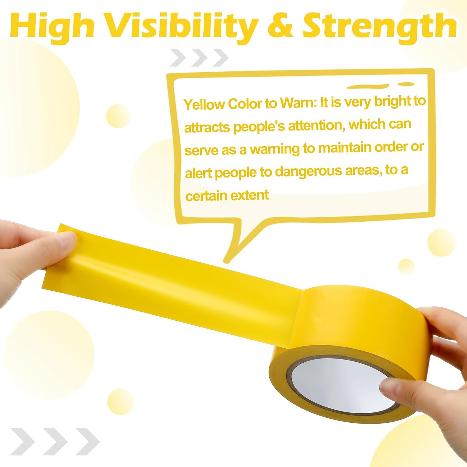 Outus Floor Marking Tape - Durable 2" Yellow Non-Abrasive Tape for Social Distancing | 100' Length, 6 Rolls