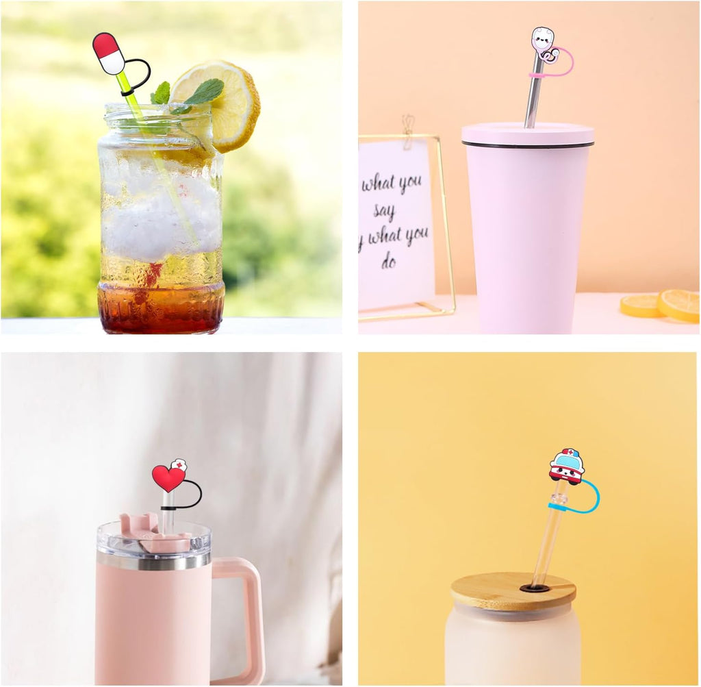 Skiennix Nurse Straw Toppers - Reusable Silicone Covers for 30 & 40 Oz Stanley Cups | Cute Gifts