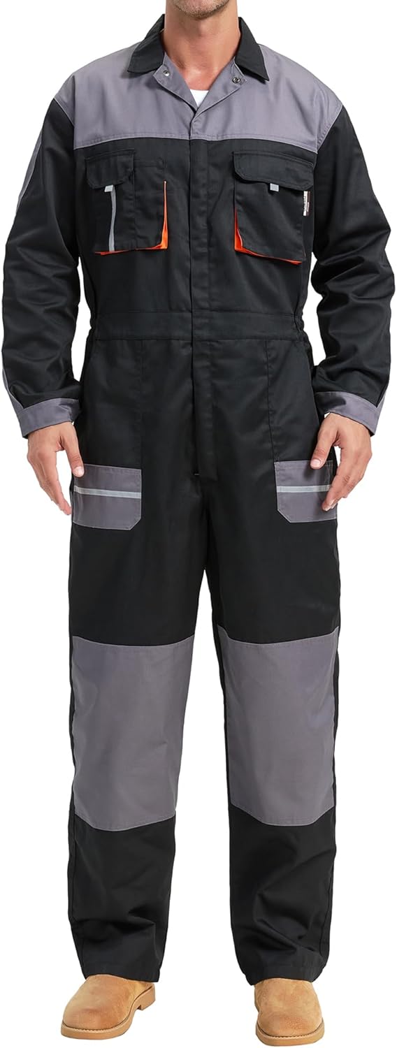 Skiennix Men's Work Coveralls - Multi-Pocket Mechanic Jumpsuit | Durable One-Piece Workwear
