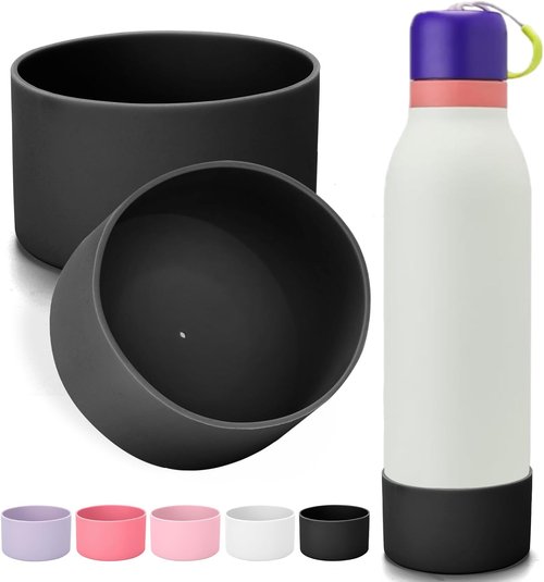 Mity Rain Silicone Boot for Owala FreeSip Twist Water Bottle - Anti-Slip, Noise-Reducing, 18 oz Black
