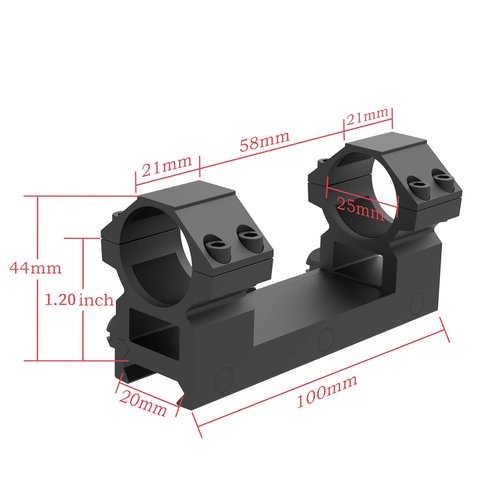 TPO 1 Inch Picatinny Scope Rings w/See-Thru Base, Medium Profile 1" Picatinny Scope Mount (1.2" Height Mount) RG25-M120Z
