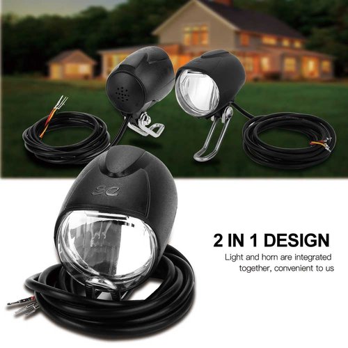 Headlight, 2-in-1 LED Headlamp with Horn for Electric Bikes ¨C Front Light Combo