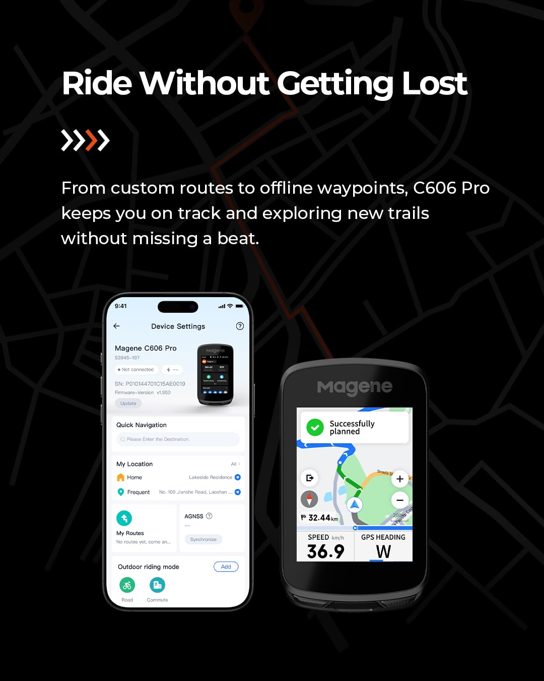 Magene C606 Pro GPS Bike Computer – 2.8" Transflective Touchscreen, 25Hr Battery, Map Navigation, Climb Pro, Live Segments, ANT+/Bluetooth Cycling Computer