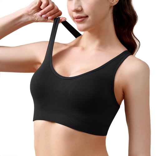 Double Couple Sports Bras for Women Padded High Support Adjustable Crossback Bra Seamless High Impact Yoga Gym Workout Bras