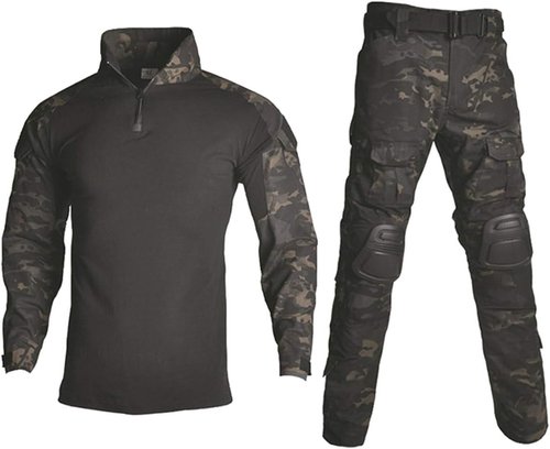 HARGLESMAN Men's Tactical Military Uniform | Long Sleeve Combat Shirt & Pants with Knee Pads