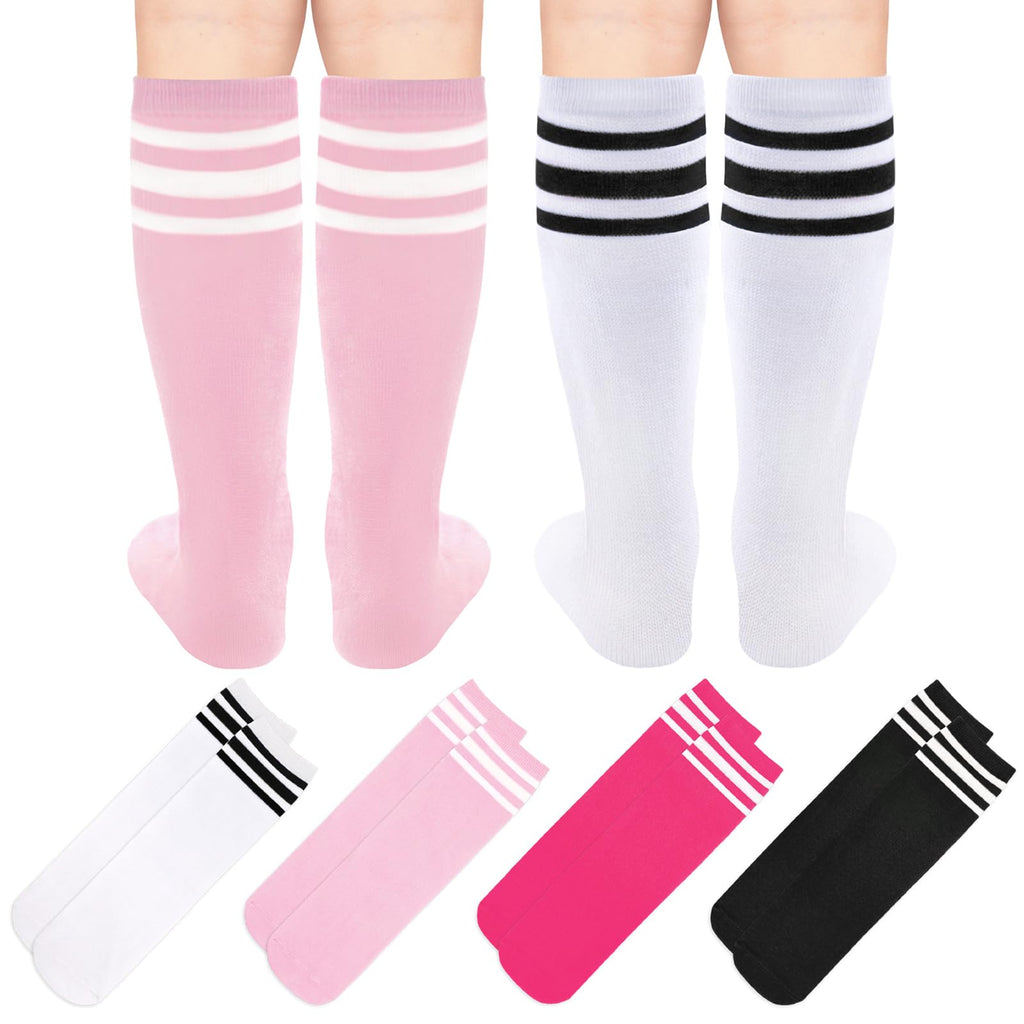 Sarfel Girls Soccer Socks Youth Soccer Socks Kids Soccer Socks Kids 4-6 Toddler Kids Baseball Socks Pink Girls Knee High Socks