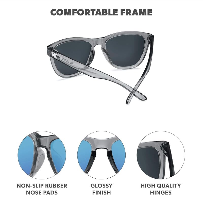 Knockaround Premiums Sport Sunglasses with Polarized Lenses - UV400, Clear Grey / Aqua