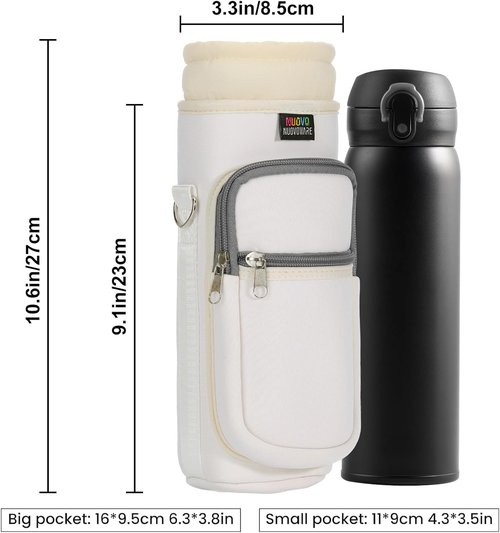 Nuovoware Water Bottle Carrier Bag - Adjustable Neoprene Pouch with Shoulder Strap | Fits 25oz, 40oz, 64oz Bottles