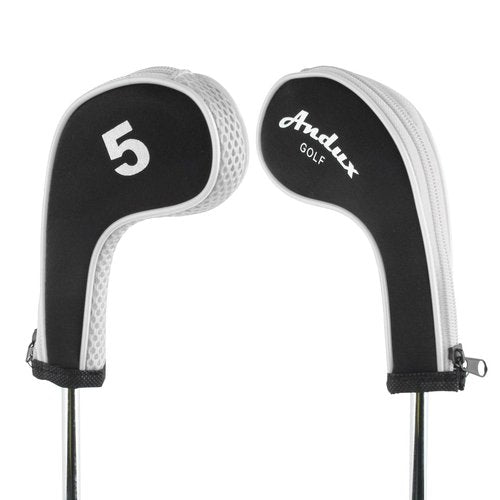 Andux 10pcs/Set Golf Iron Club Head Covers with Zipper Black/White MT/AL02
