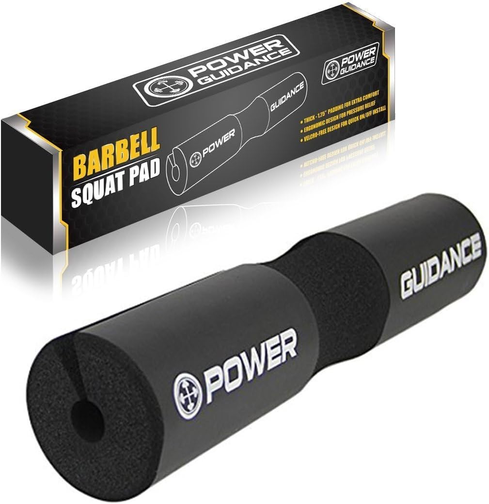 POWER GUIDANCE Barbell Squat Pad - Protective Neck & Shoulder Cushion for Squats, Lunges & Weight Lifting - Fits Standard & Olympic Bars