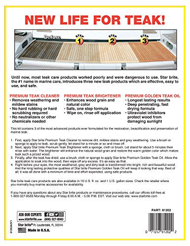 STAR BRITE 32 OZ Teak Care Kit - Restore & Protect Decks, Furniture & Boats