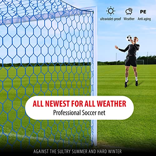 Soccer Goal Net Replacement 24x8FT Blue - Standard Size, Weather-Resistant, Durable Nylon Mesh with 4in Hexagon Mesh, Variation of Blue / Standard 24' W x 8' H x 3' D x 8' B
