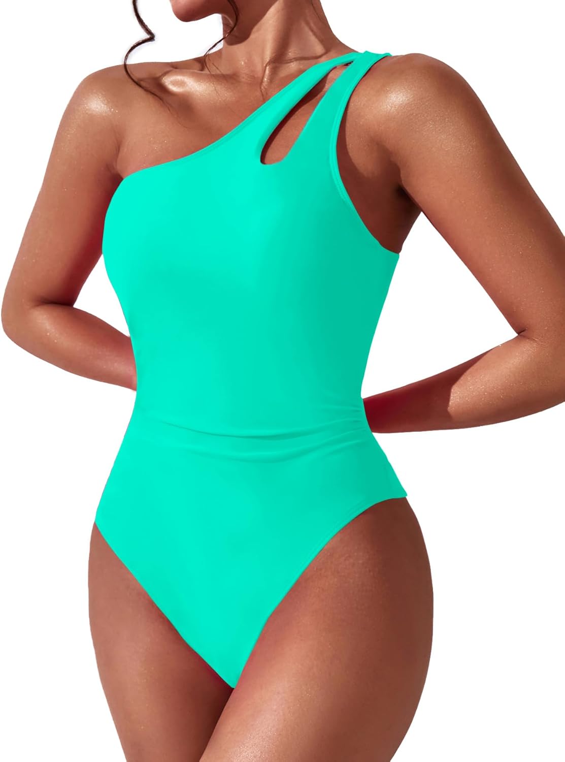Skiennix Women’s One Shoulder Swimsuit - Tummy Control & Modest Full Coverage | Stylish Cutout Design