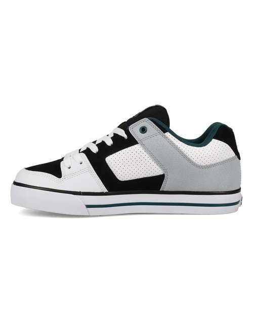 DC Men's Pure Skate Shoe, White/Black/Teal, 18