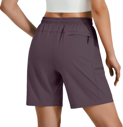 Hugut Women's Lightweight Hiking Cargo Shorts - Quick Dry, Water Resistant with Zipper Pockets | Ideal for Camping & Travel