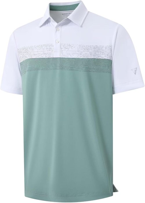 M MAELREG Golf Shirts for Men - Moisture-Wicking Performance Polo with Chest Print | Casual Short Sleeve