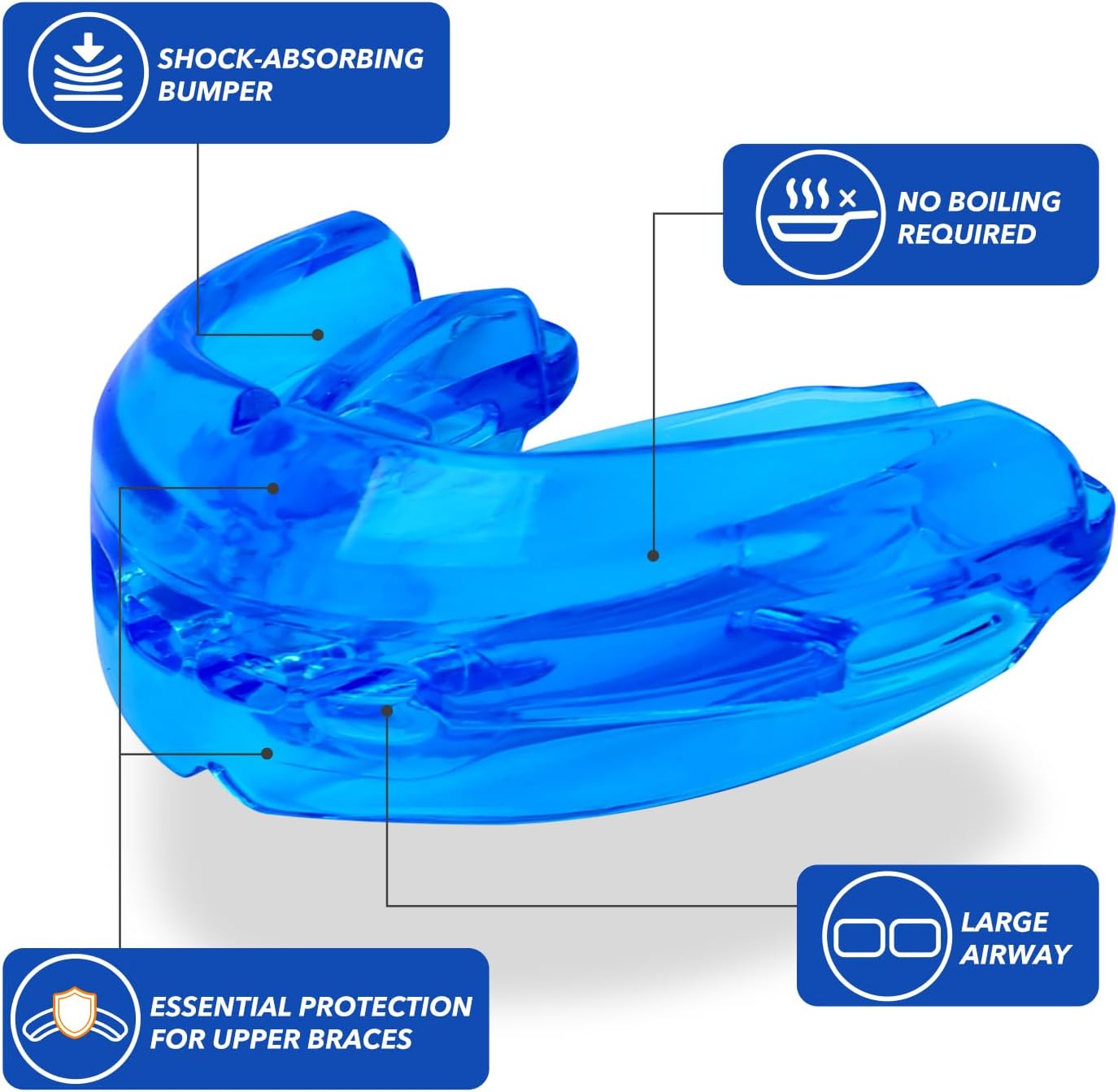 Skiennix Mouth Guard - Soft Sports Mouthguard for Braces | No Boiling Required, Ideal for Football & Martial Arts