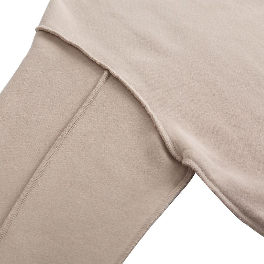 Amazhiyu Women Cropped Sweatshirt Long Sleeves Pullover Fleece Crop Tops Apricot, Large