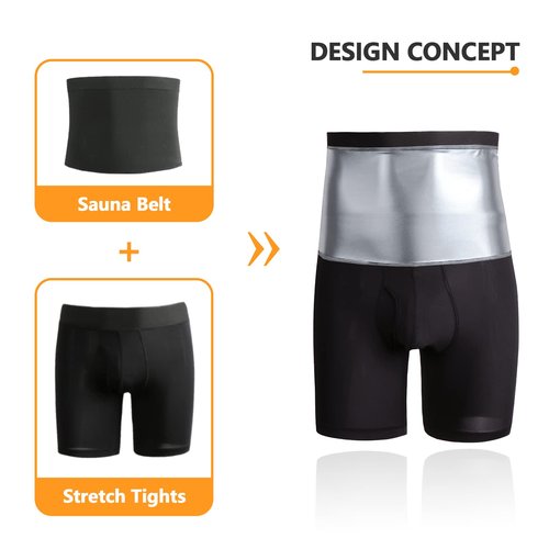 Akkad Kuti Sauna Sweat Shorts for Men Workout Compression Shorts Tummy Control Shapewear High Waist (Sauna Shorts Silver,L)