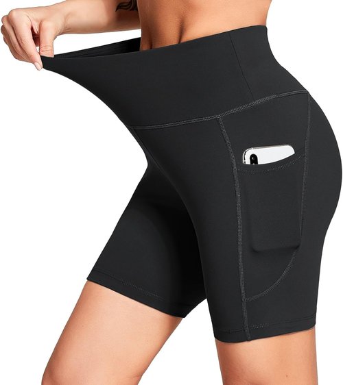 Baleaf Women's High Waisted Biker Shorts - 6"/8" with Pockets for Gym, Yoga & Running