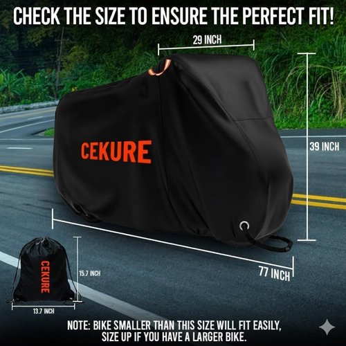 Bike Cover | Skiennix Waterproof Outdoor 210D - Heavy Duty Oxford for 1-2 Bikes with Carry Bag