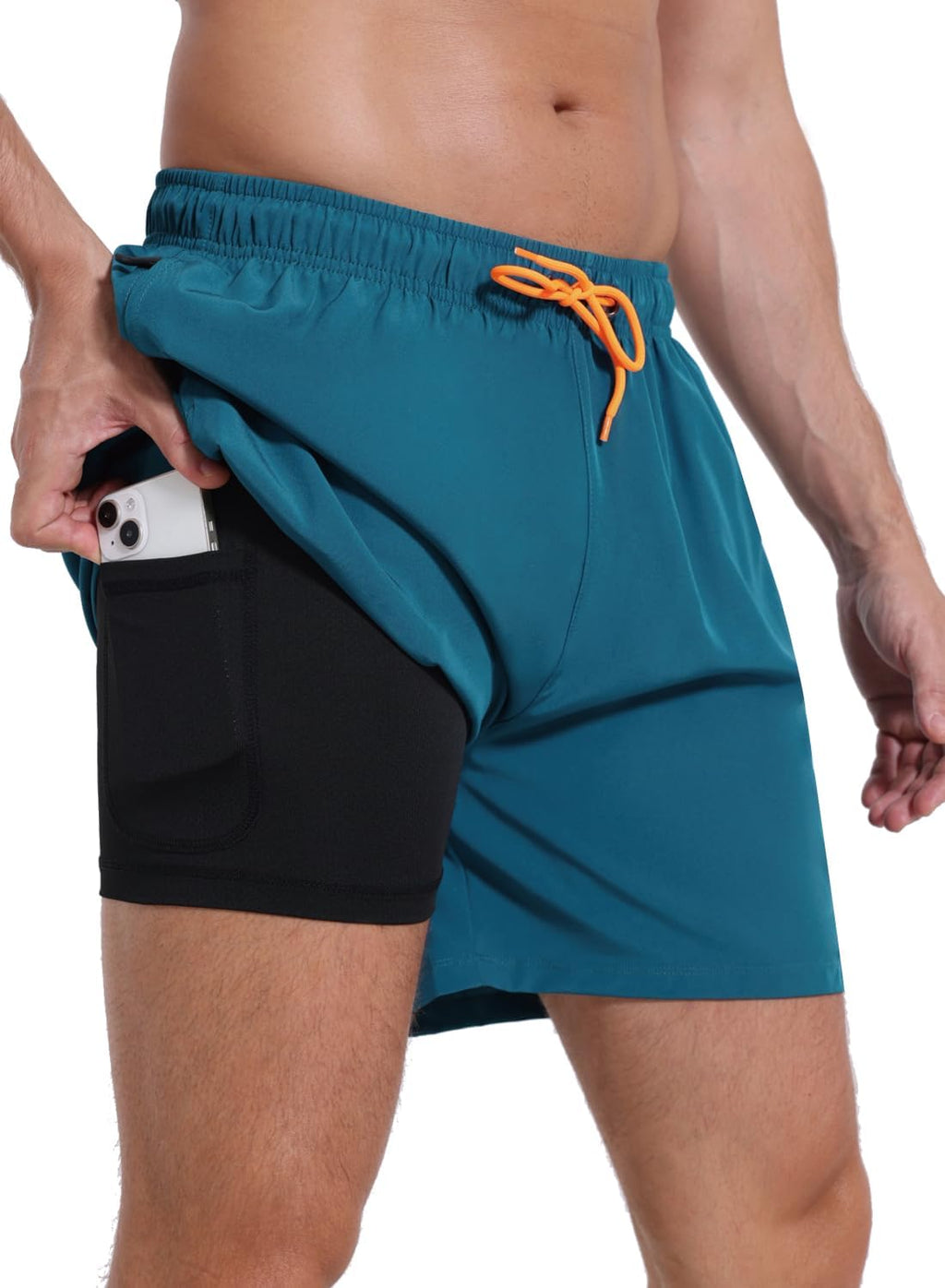 Skiennix Men's Swim Trunks - Quick Dry Beach Shorts with Compression Liner & Zipper Pockets