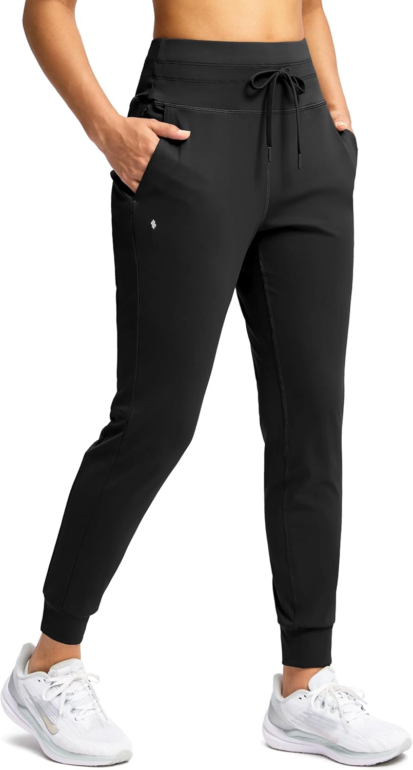 Soothfeel Women's High-Waisted Joggers - Athletic Sweatpants with Zipper Pockets for Yoga & Running