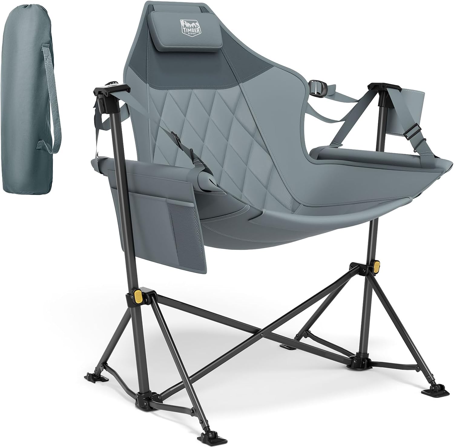 Timber Ridge Hammock Chair - Heavy Duty Folding Design with Adjustable Backrest | Supports 300lbs, Grey