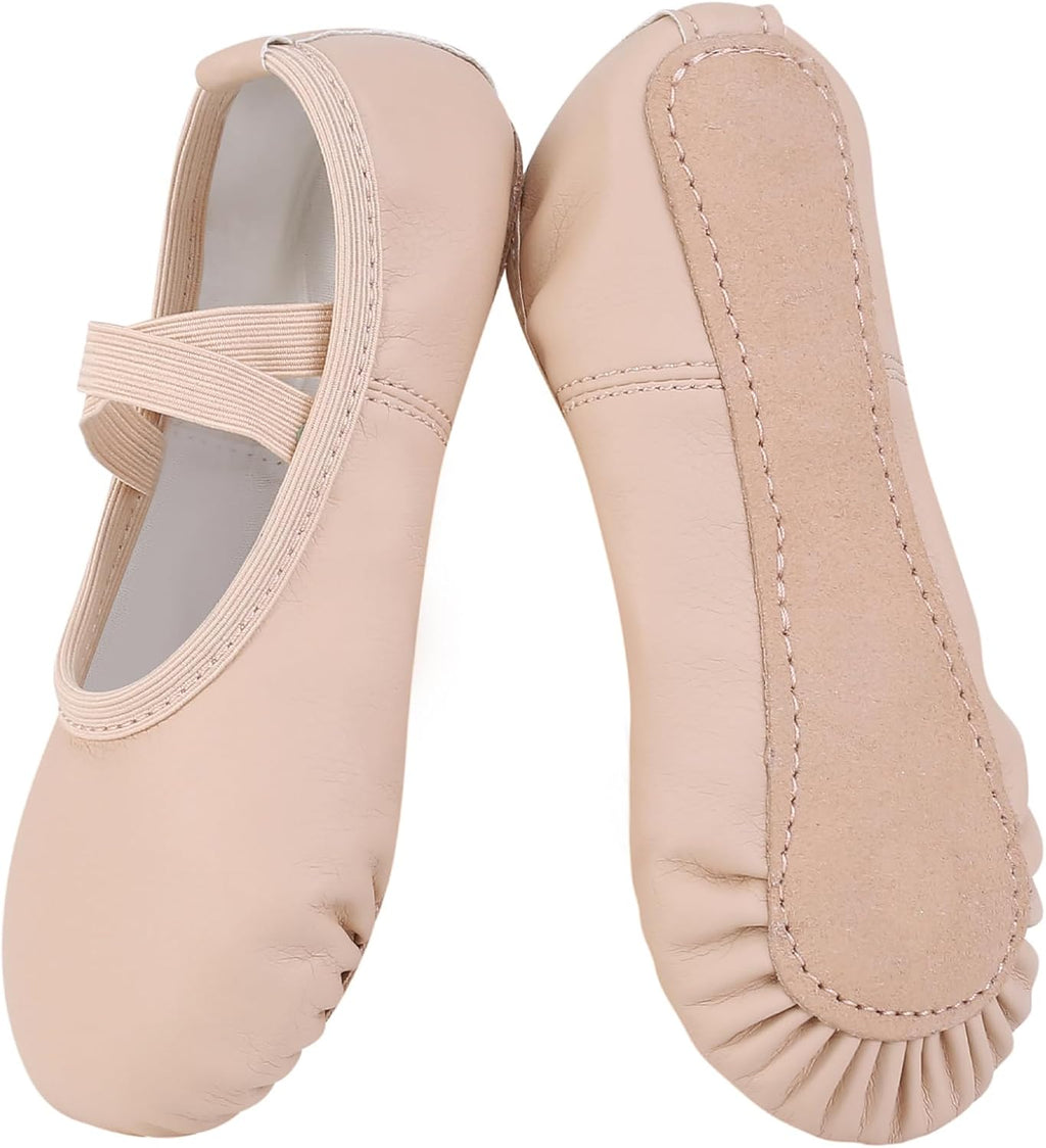 Skiennix Ballet Shoes - Soft No-Tie PU Leather Dance Slippers for Girls & Boys | Toddler to Women Sizes