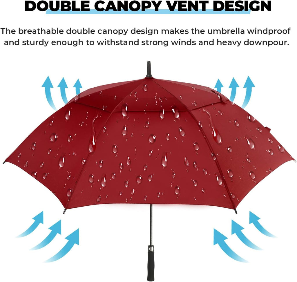 ZDSSM Automatic Open Golf Umbrella - Extra Large 54/62/68/72 Inch Windproof & Waterproof Double Canopy