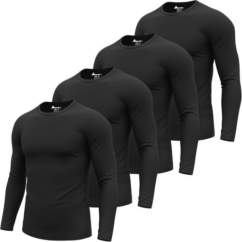 August Alley Men's Long Sleeve Underscrub Shirts - 4 Pack Stretchy Crewneck Work Tops