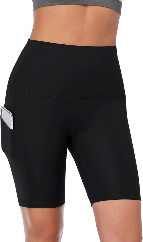 CADMUS Women's High Waist Yoga Shorts - Spandex Comfort with Two Side Pockets | Perfect for Biking & Running