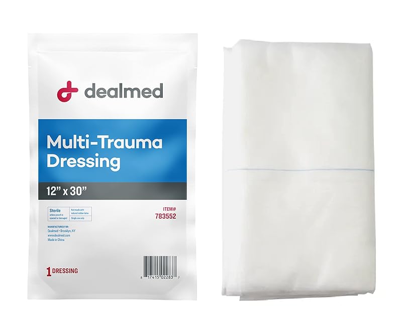Dealmed Multi-Trauma Dressing - 12" x 30" Sterile Emergency Pad 1