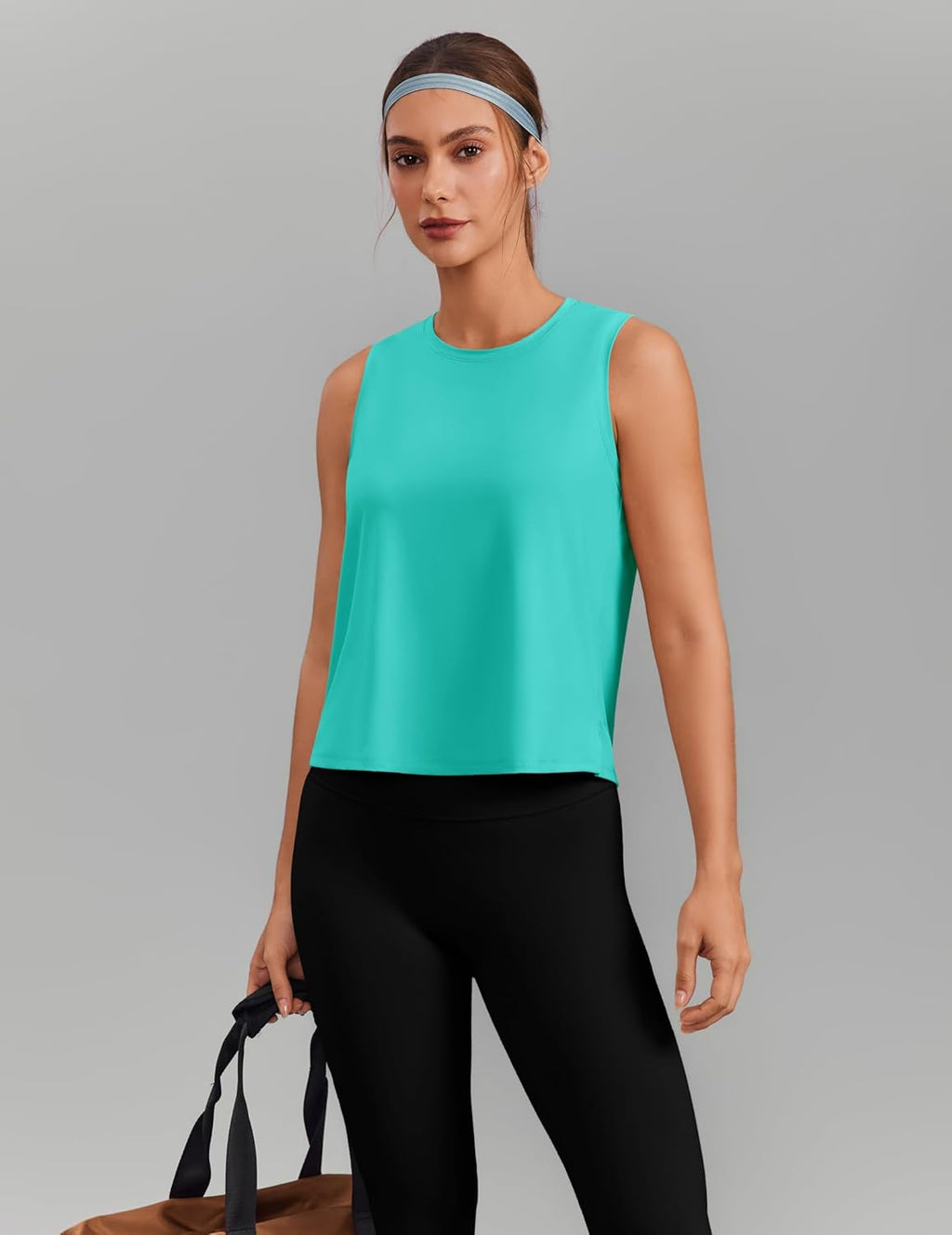 PINSPARK Ice Silk Workout Tank Tops - UPF50+ Quick Dry Cropped Design for Gym & Summer Activities