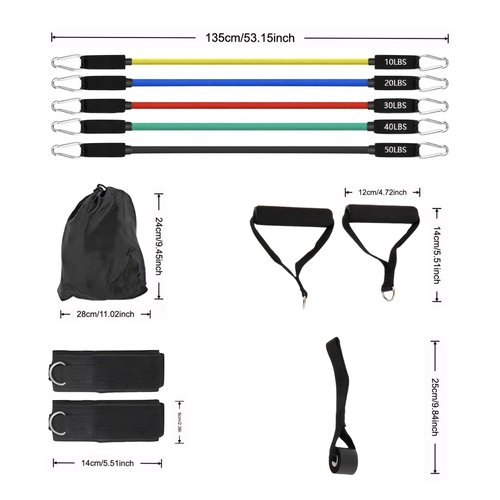 Resistance Bands Workouts Set for Men and Women with Handles - Heavy Duty 150lbs, 11 Piece Elastic Tube Kit for Gym & Home, Strength Training, Yoga, Pilates Therapy for Legs, Chest Power Systems