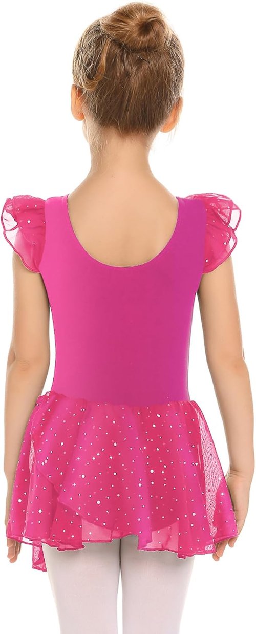 Arshiner Girls Ballet Dance Dress - Ruffle Sleeve Tutu Leotard for Comfort and Style