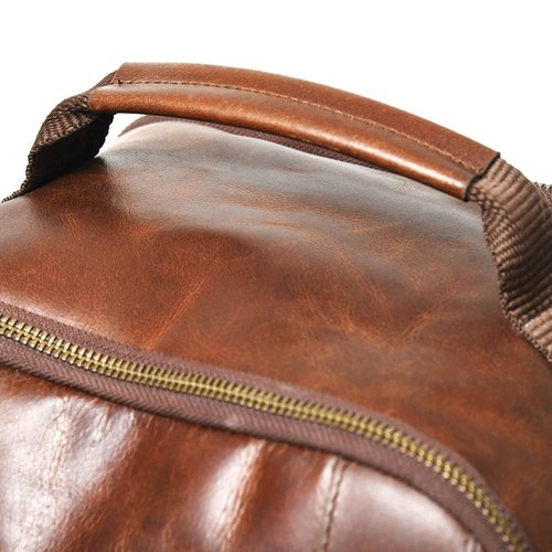 Buffalo Leather Backpack for Men 16 Inch| Vintage Leather Backpack Multi Pockets Business Travel Daypack| Full Grain Brown Leather Shoulder Rucksack Knapsack