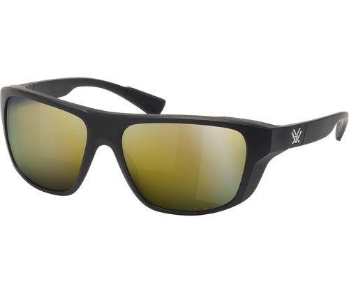 Vortex Optics Jackal Sunglasses | UV Protection, Polarized, Ballistic Rated | Unconditional, Unlimited Warranty (Black Frame - Amber Lens/Gold Mirror)
