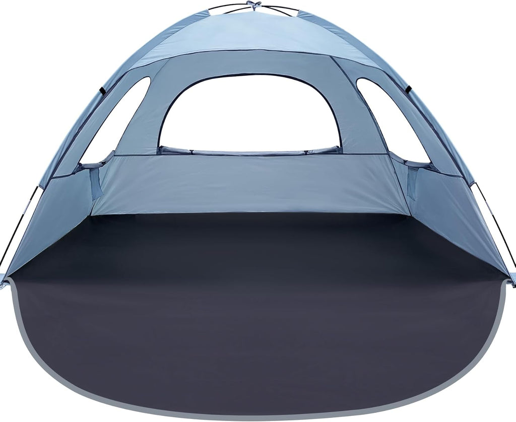 WhiteFang Beach Tent - Anti-UV Portable Sun Shade Shelter for Up to 8 People | Extendable Floor & 3 Mesh Windows