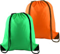 PLULON Drawstring Backpack - 2-Pack Cinch Sacks for Gym, Yoga & Travel - Green & Orange