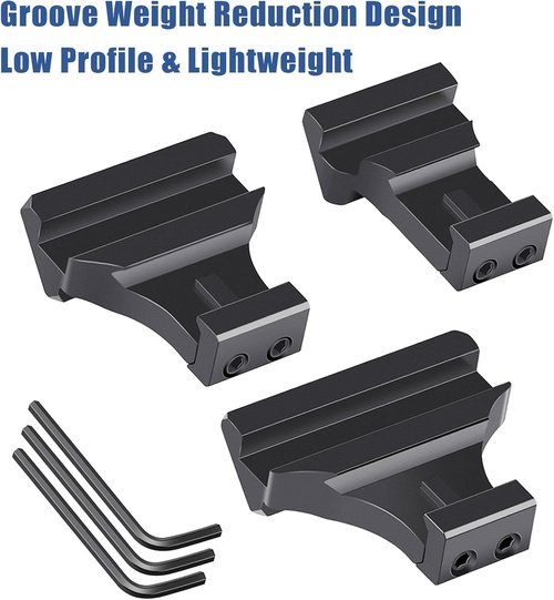 LONSEL 45° Picatinny Offset Rail Mount - Low Profile Aluminum Adapter for Flashlight & Laser Sight
