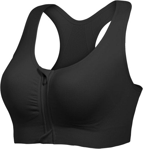 Lemef Front Closure Sports Bra - Wirefree Compression Design for Post-Surgery Comfort | Racerback Style