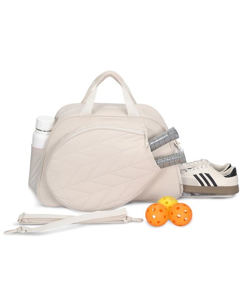 Hynes Eagle Pickleball Bag Tennis Gym Bag for Women Holds 2 Rackets with Shoe Compartment & Wet Pocket Sport Duffle Bag 17 inches Laptop Overnight Weekender Beige
