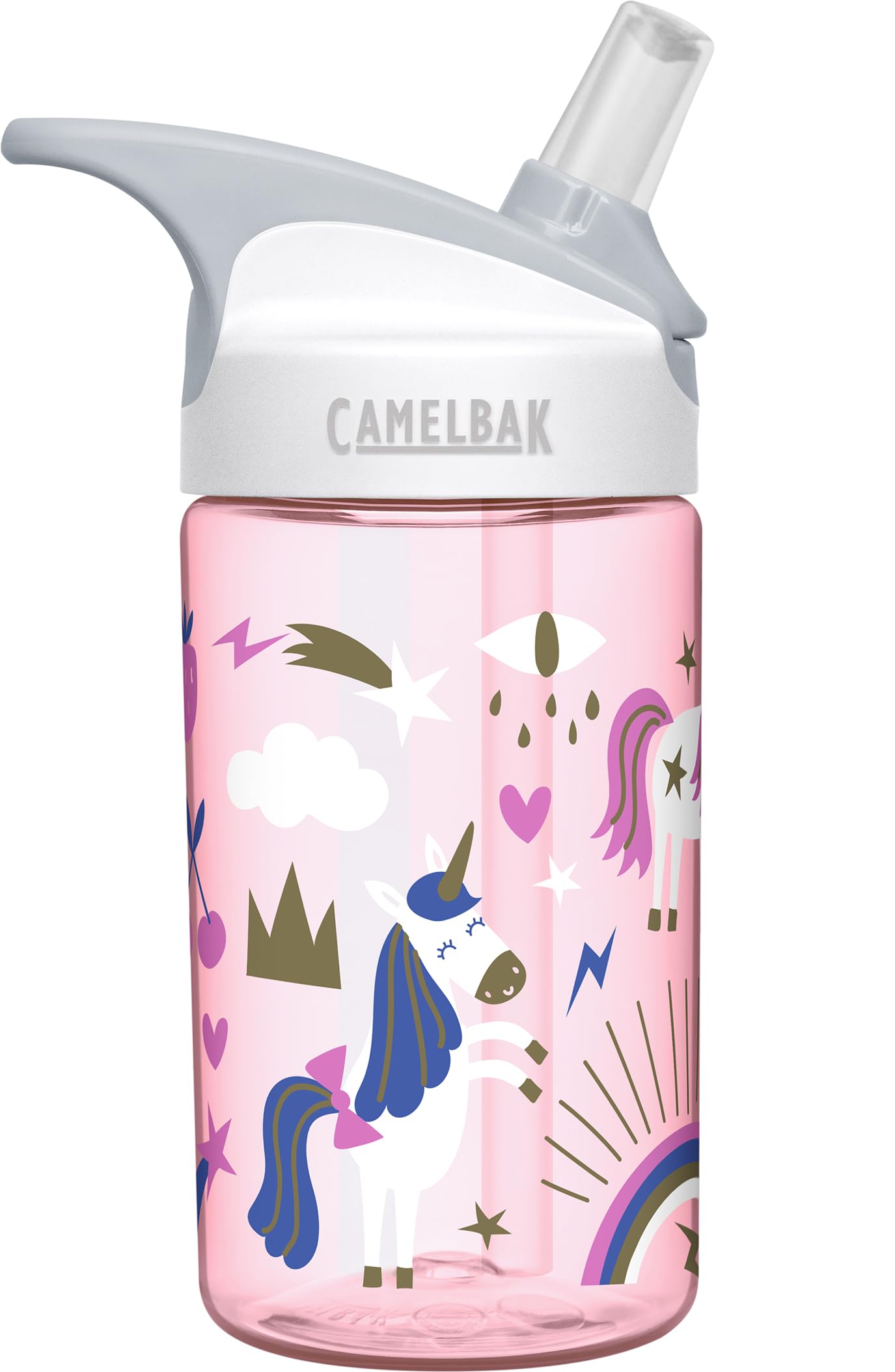 CamelBak Eddy Kids Water Bottle with Big Bite Valve, Spill‑Resistant Easy‑Sip Design for Everyday Hydration, 12oz, Unicorn Party